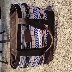 Pendleton Zip Tote Bag Southwestern Print Wool Brown EUC